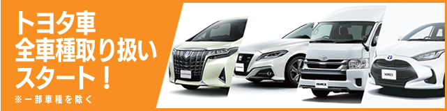 トヨタ車 全車種取り扱いスタート！