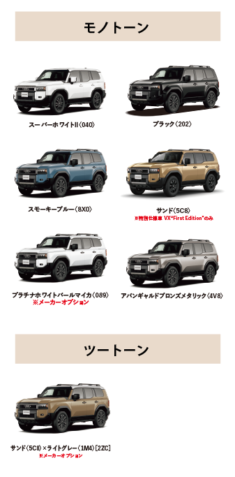 ランドクルーザー 250 カラーバリエーション一覧