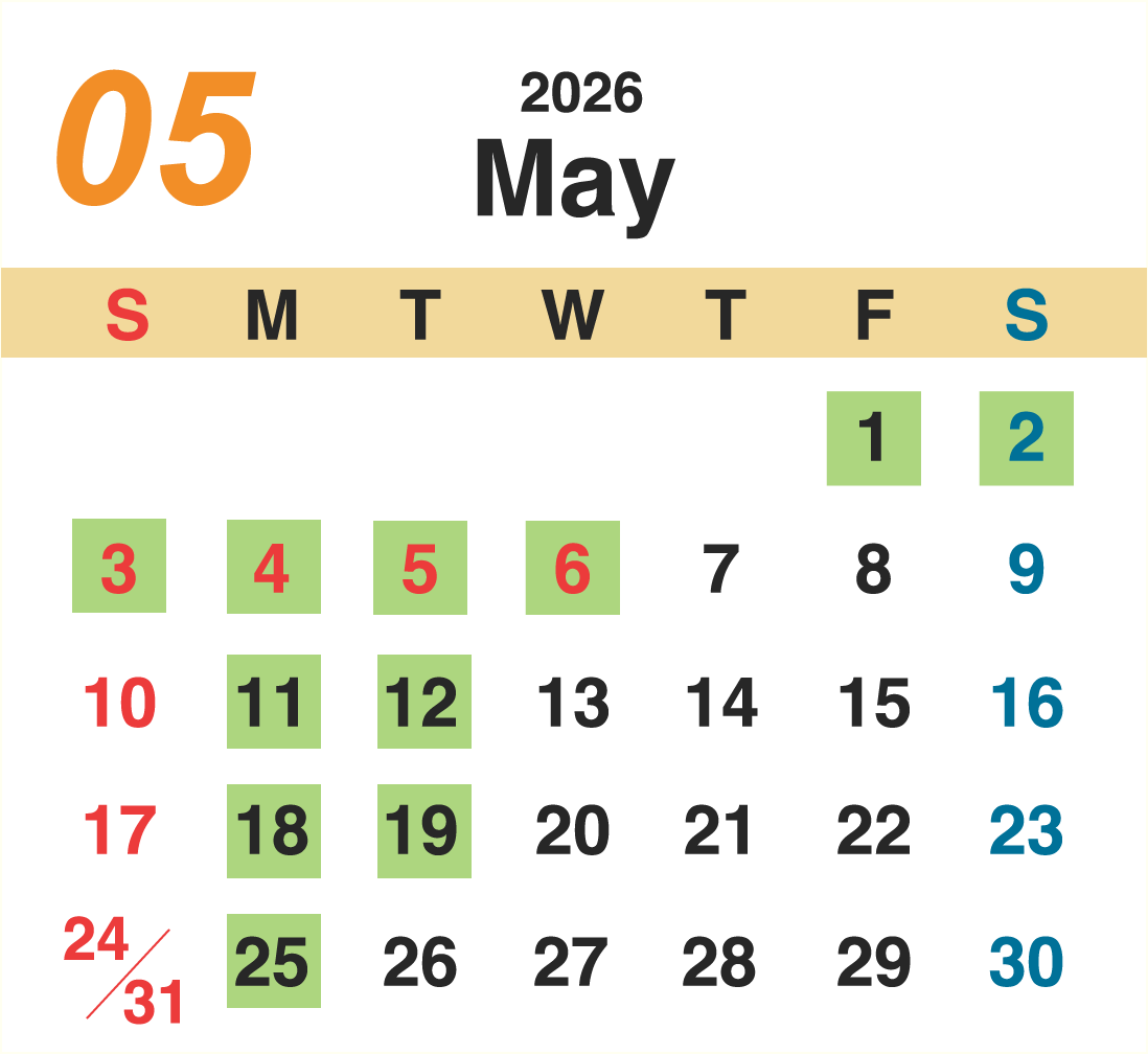 5月営業カレンダー