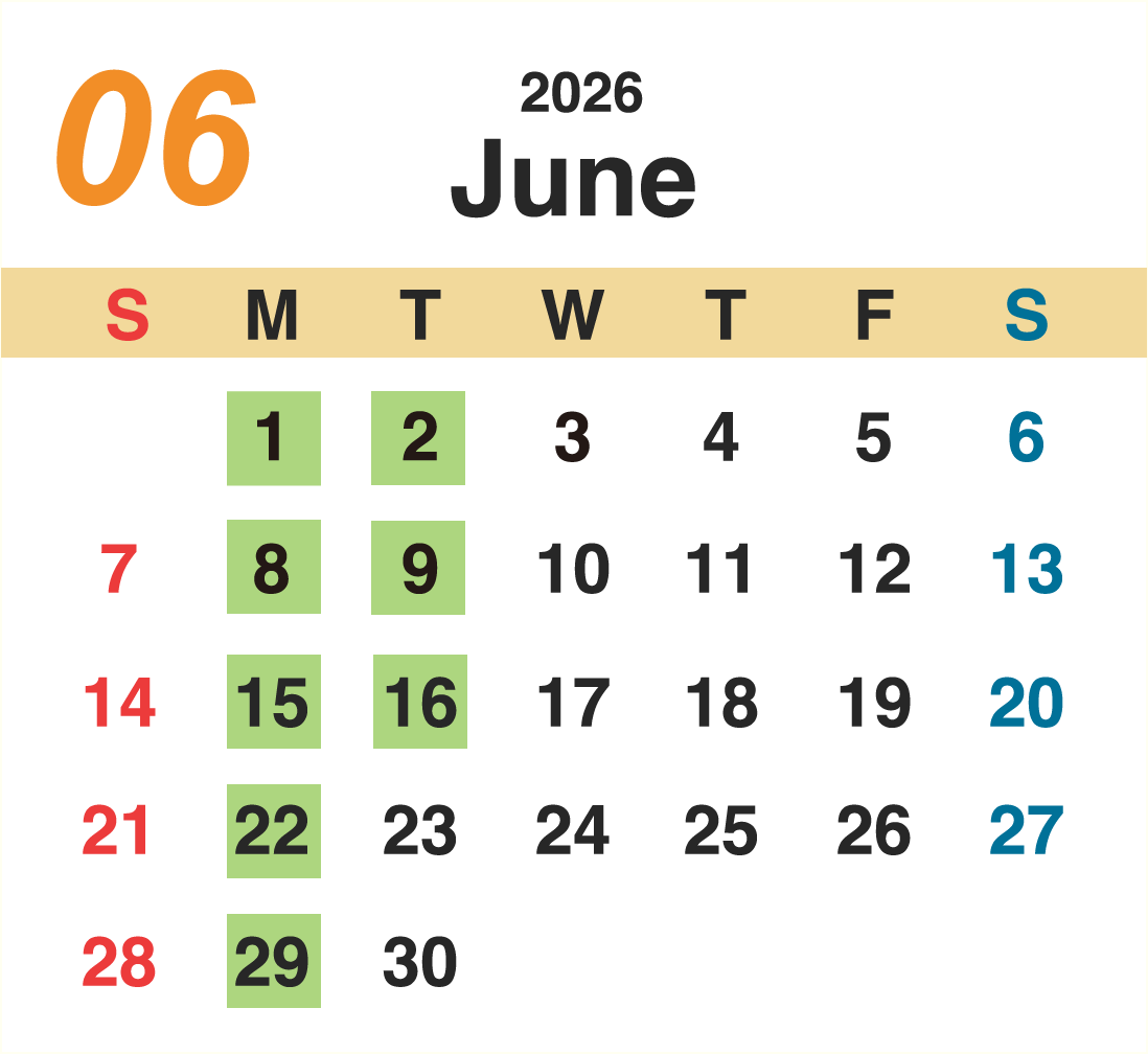 6月営業カレンダー